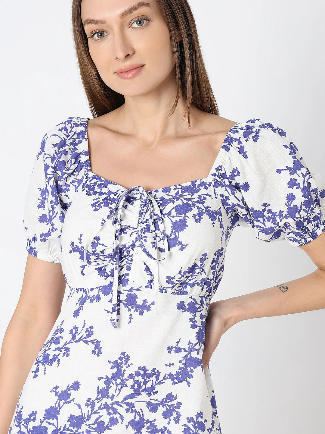 White Floral Fit & Flare Dress - Image 6