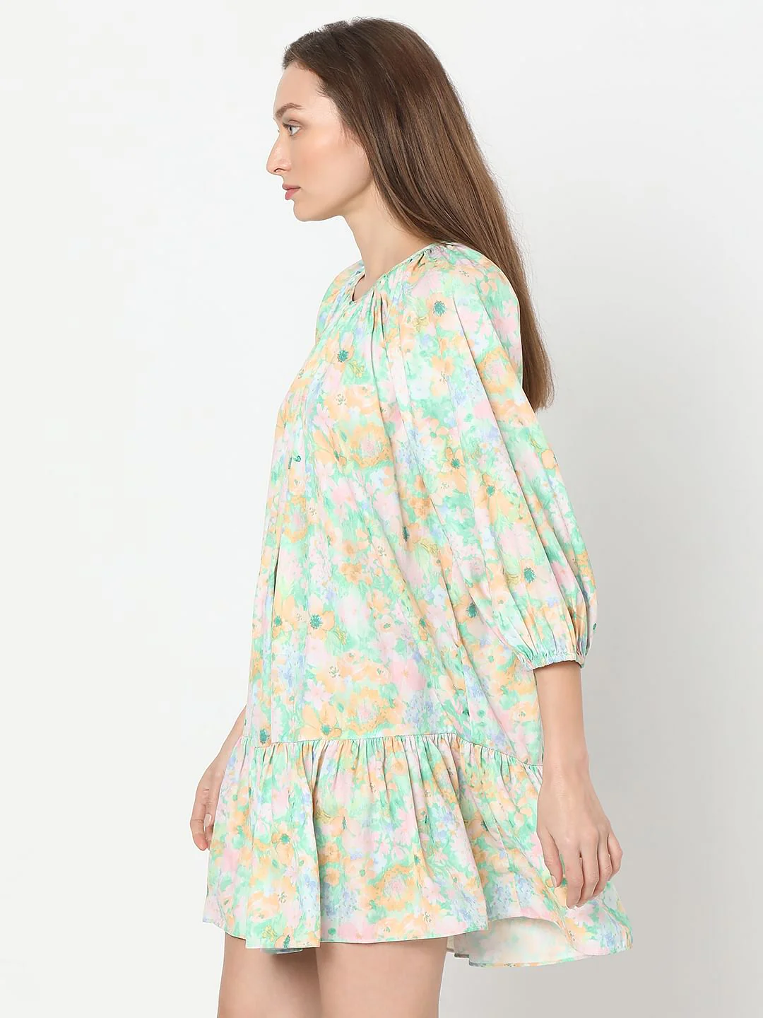 Green Printed Straight Fit Dress - Image 3