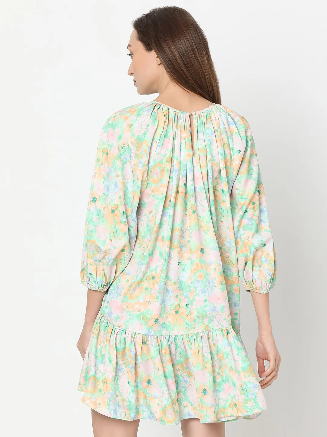 Green Printed Straight Fit Dress - Image 4