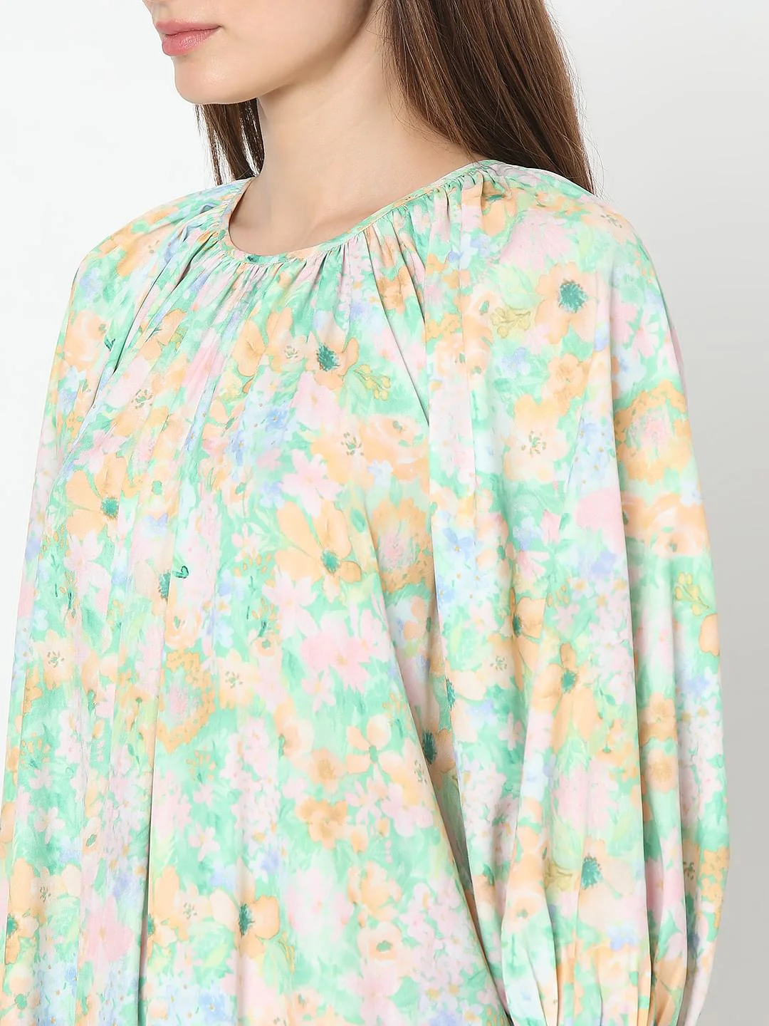 Green Printed Straight Fit Dress - Image 7