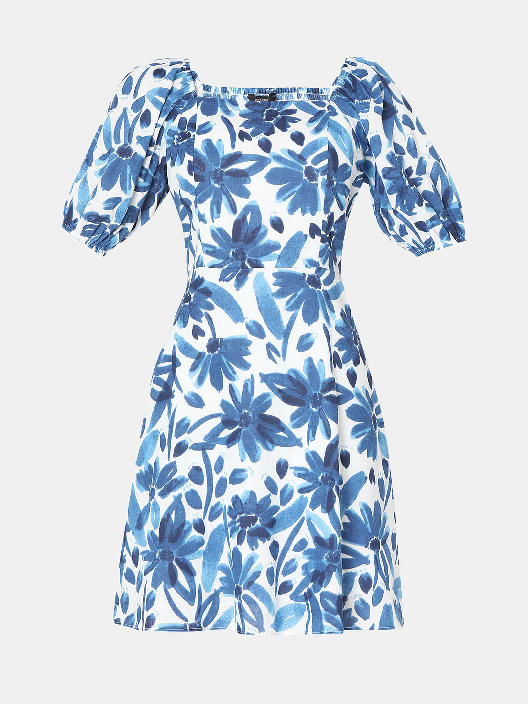 Blue Floral Print Fit & Flare Dress - Image 7