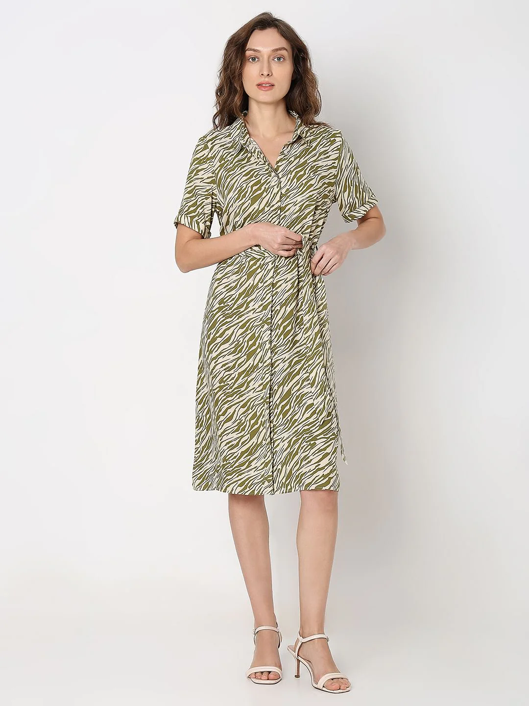 Green Printed Shirt Dress - Image 2