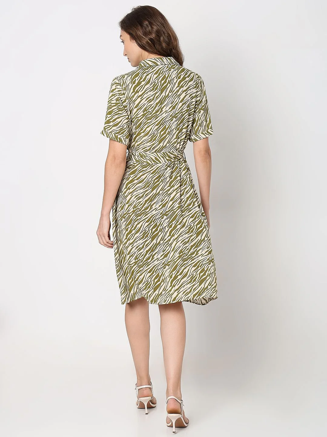 Green Printed Shirt Dress - Image 4
