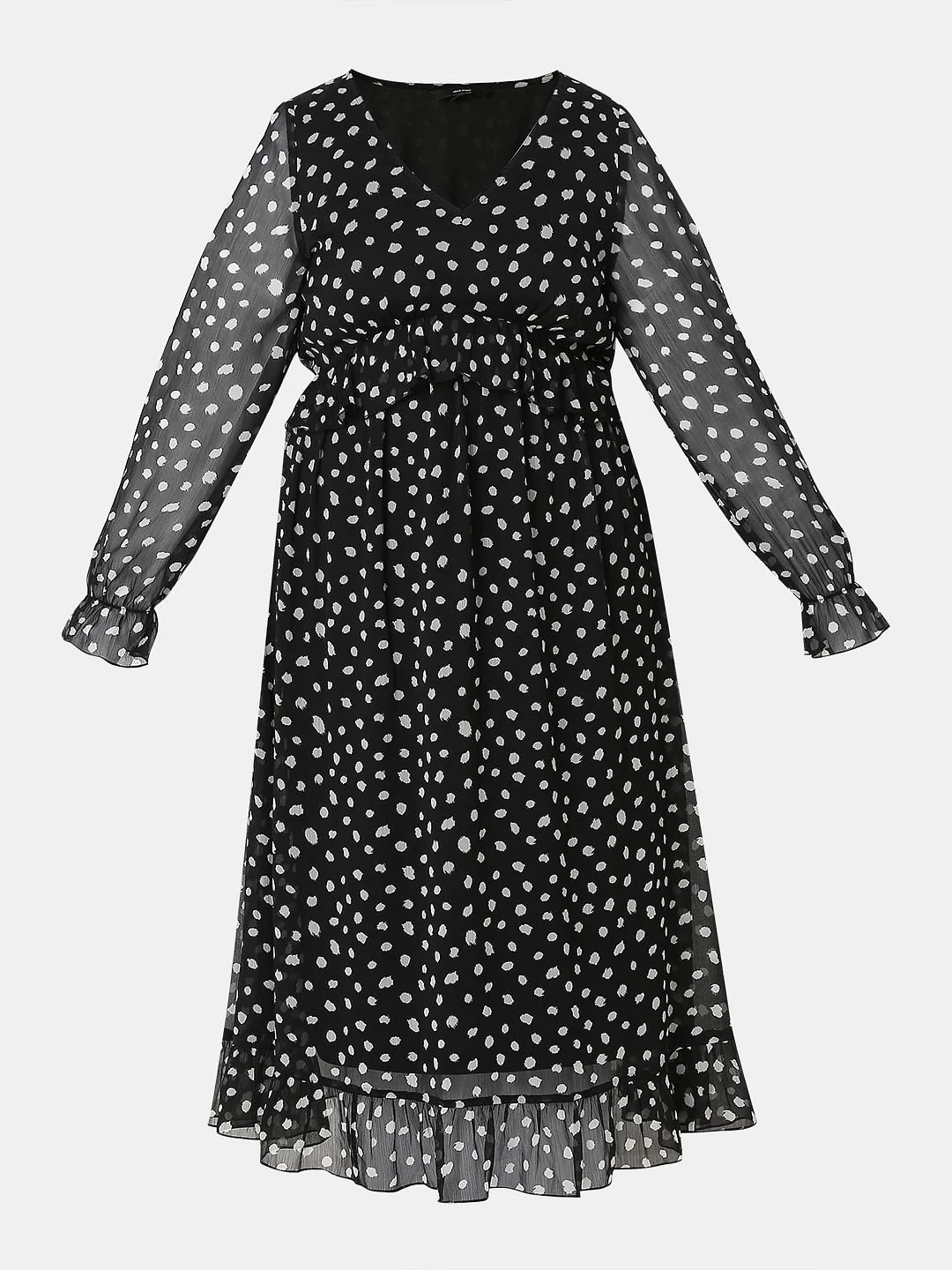 Black Polka Dot Midi Dress - Image 6