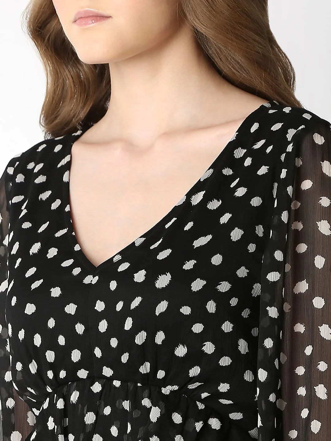 Black Polka Dot Midi Dress - Image 7