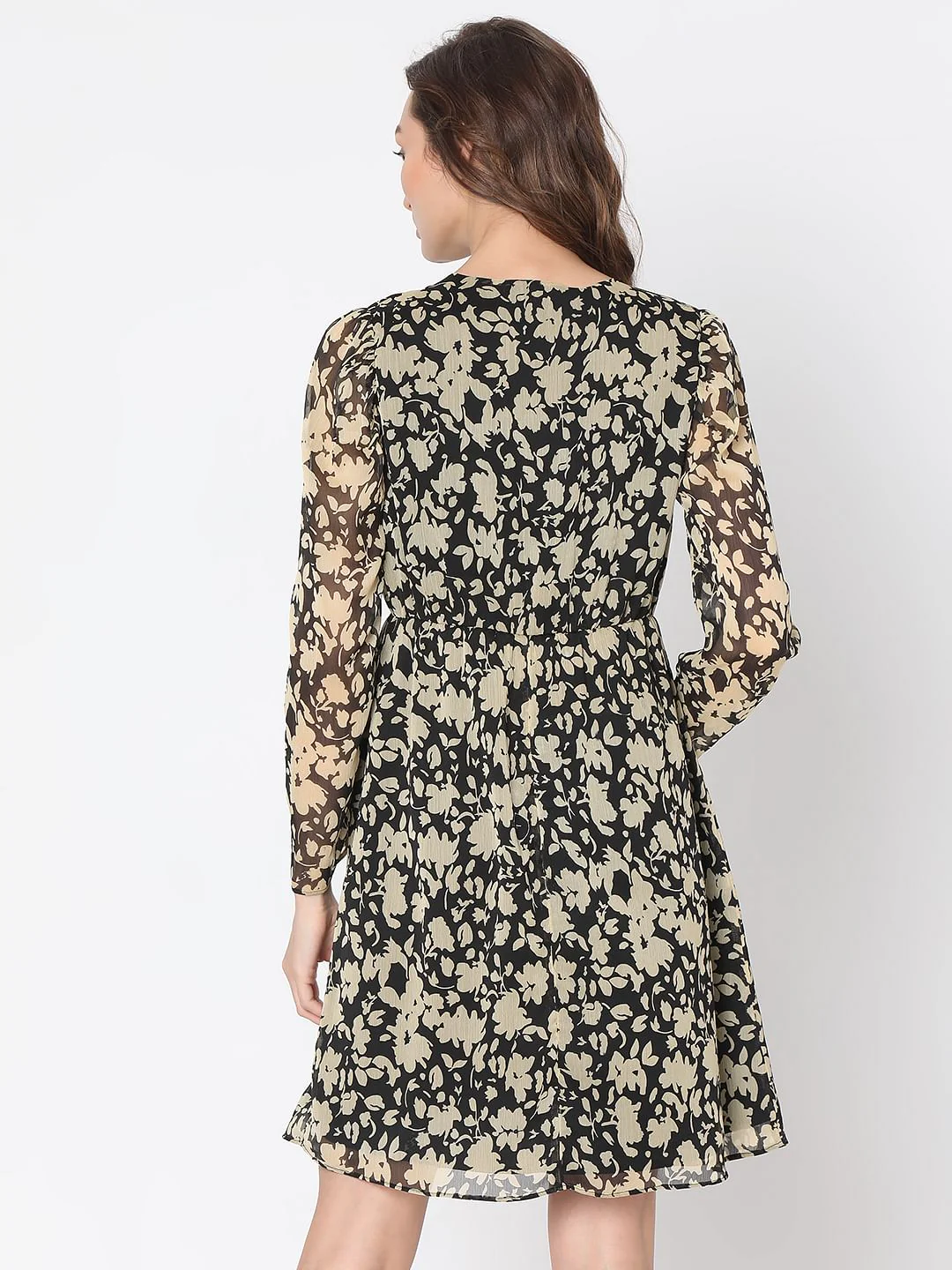 Black Floral Print Dress - Image 4