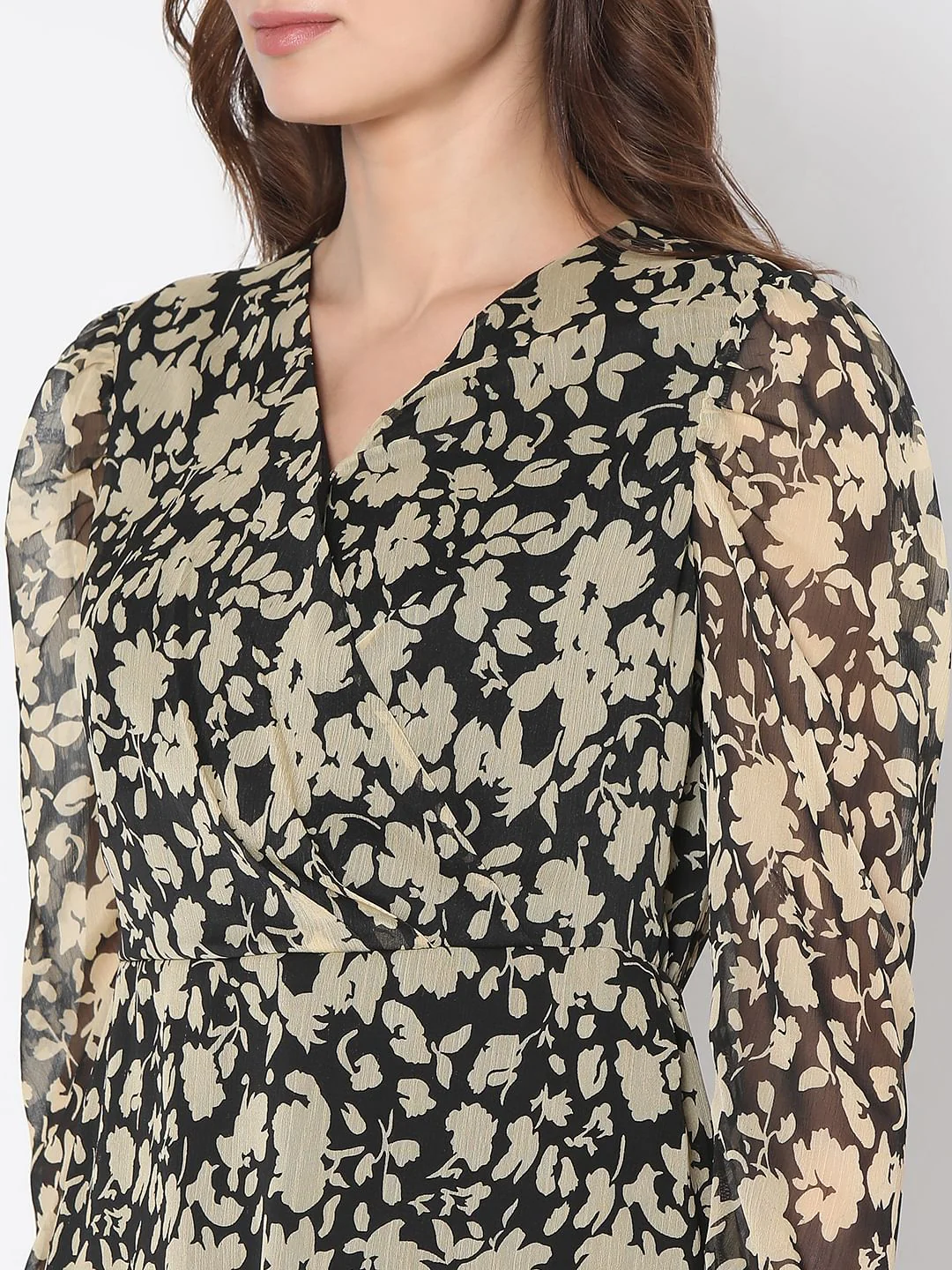 Black Floral Print Dress - Image 8