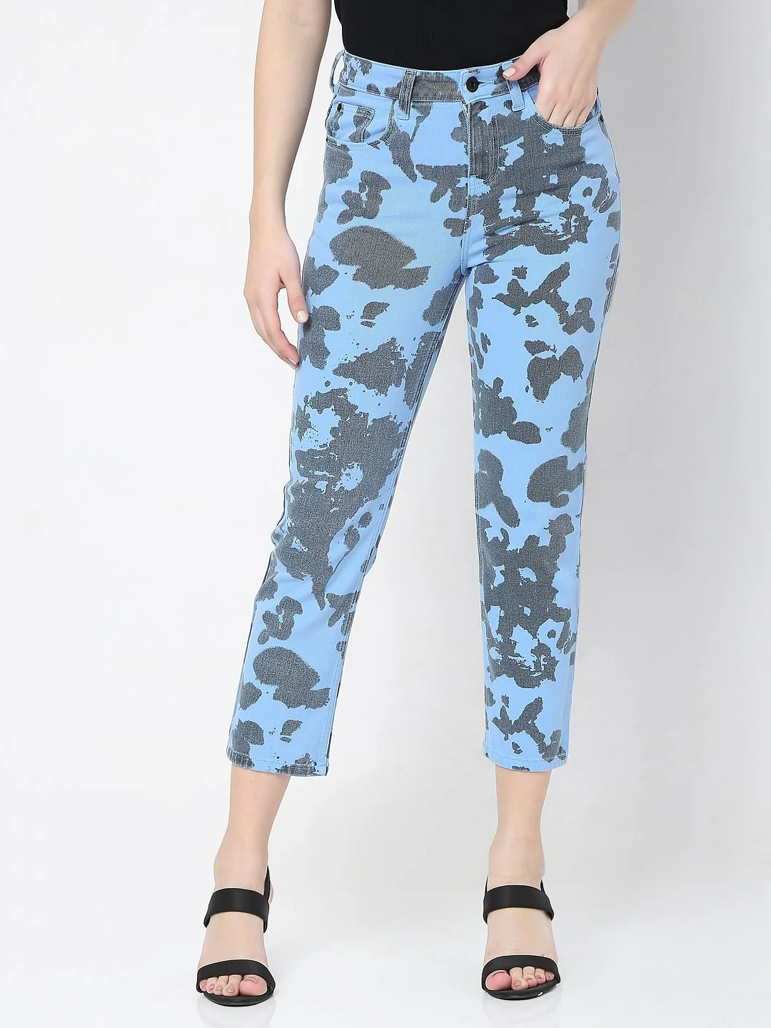 Blue Printed High Waist Wendy Skinny Jeans - Image 2