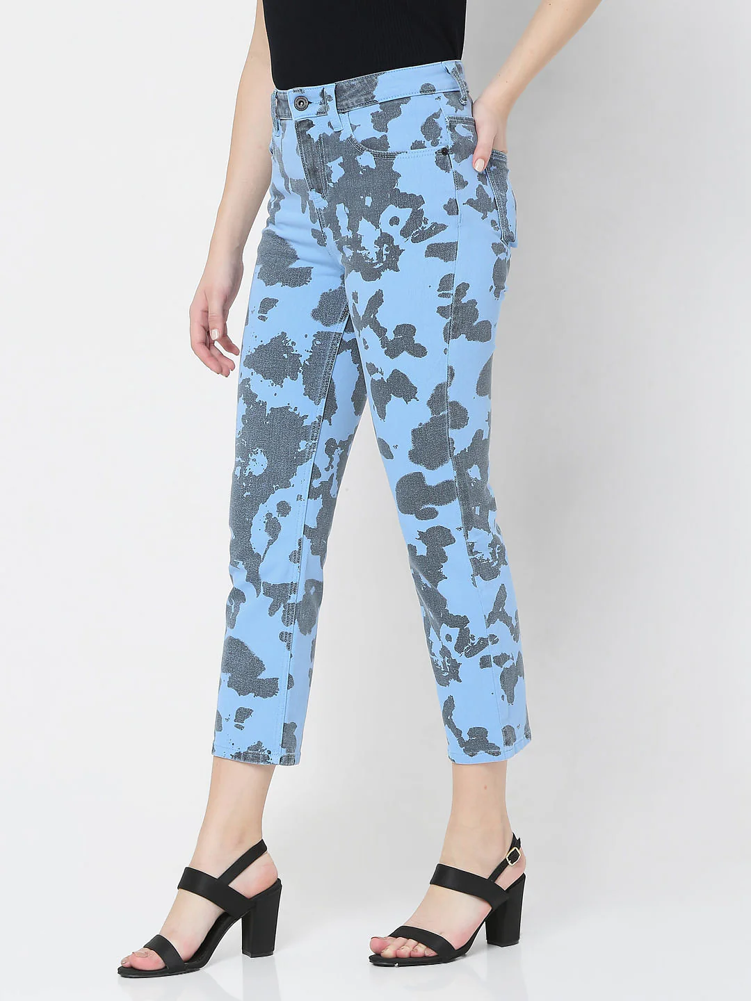 Blue Printed High Waist Wendy Skinny Jeans - Image 3