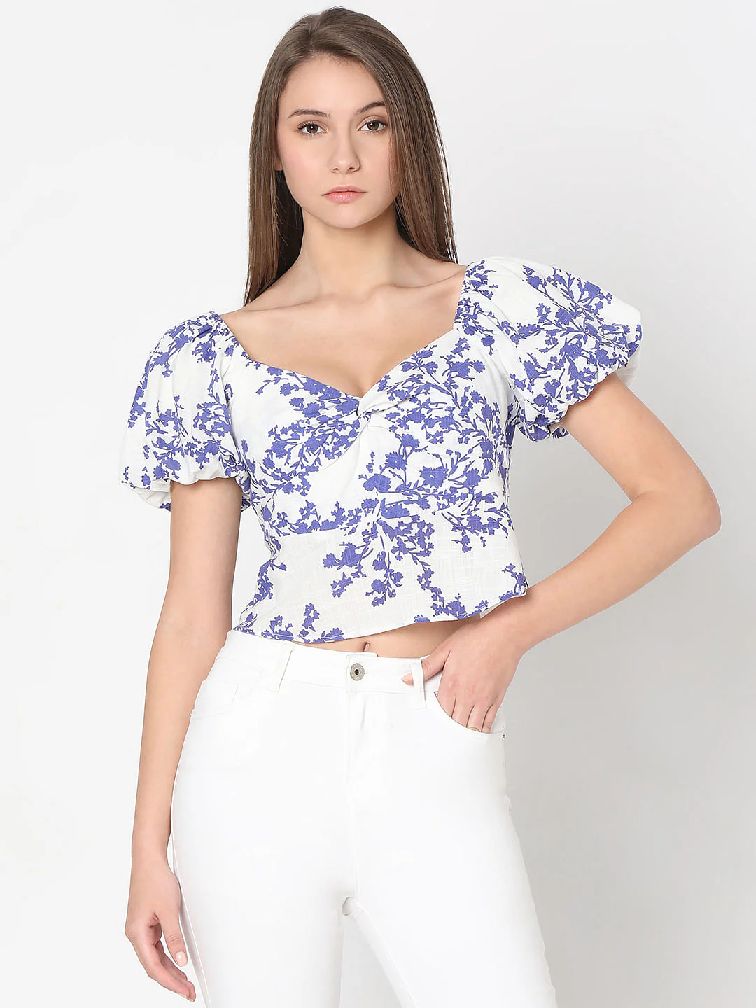 White Floral Print Top - Image 2