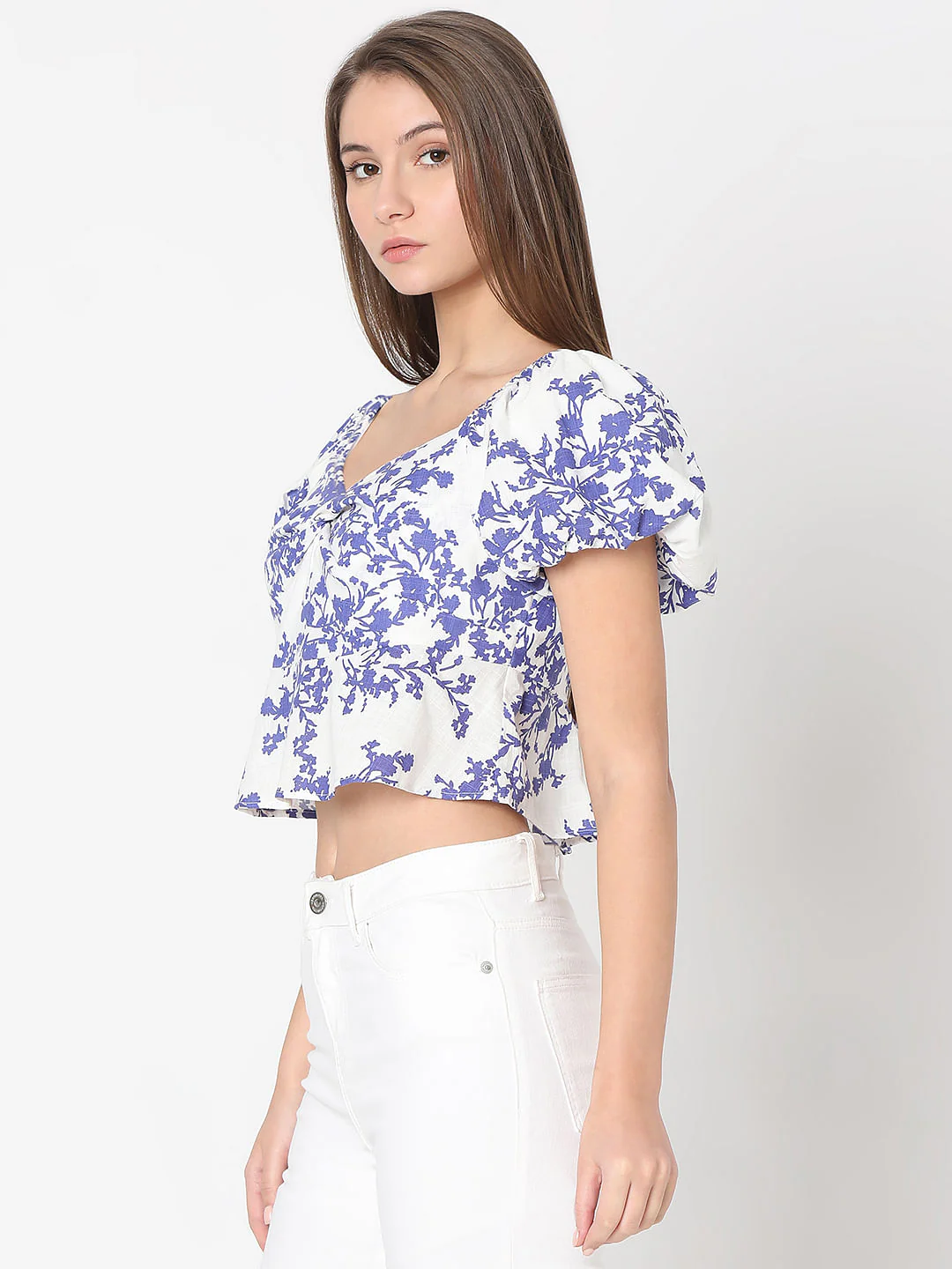 White Floral Print Top - Image 3