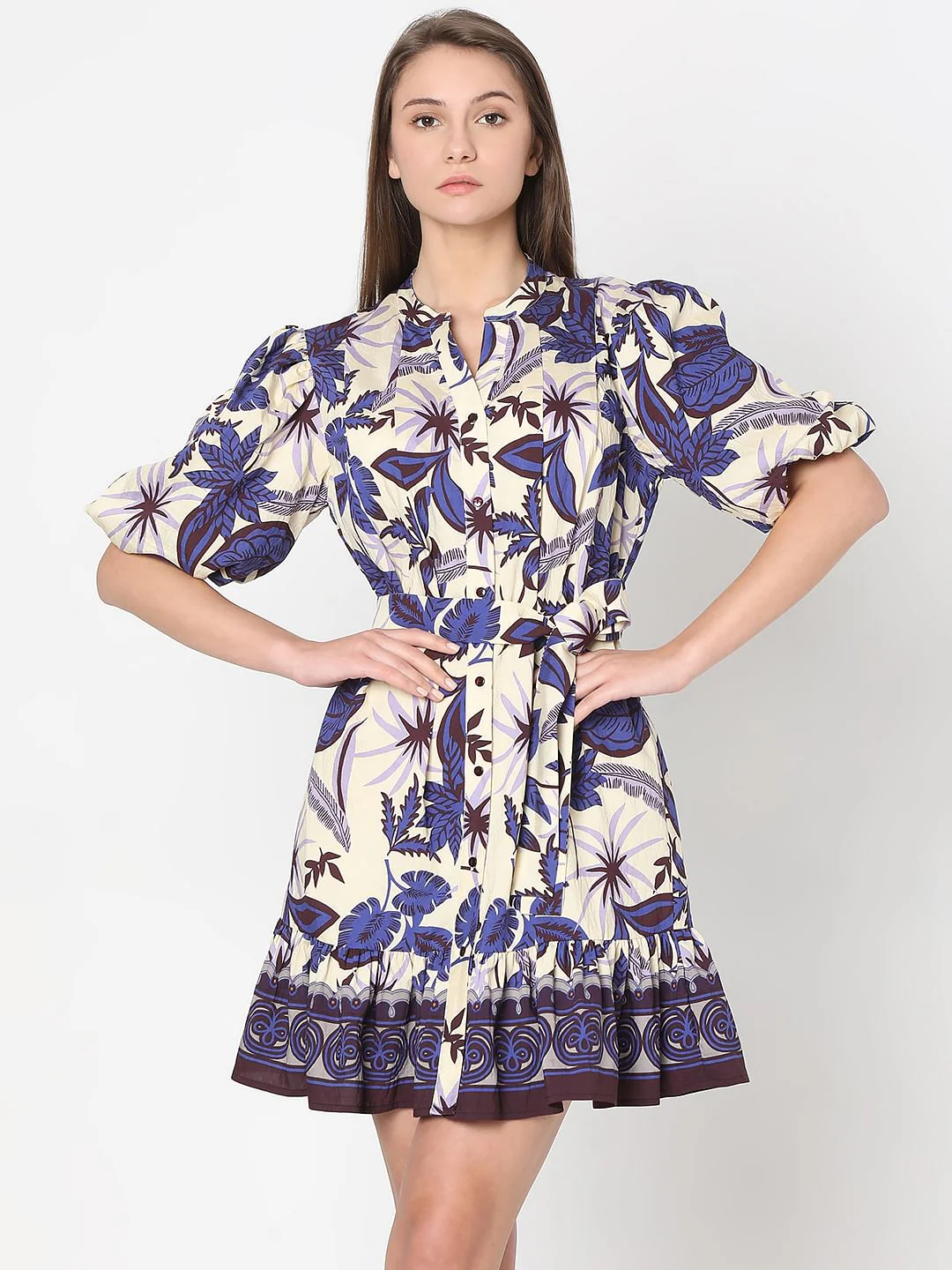 Purple Floral Mini Dress - Image 2