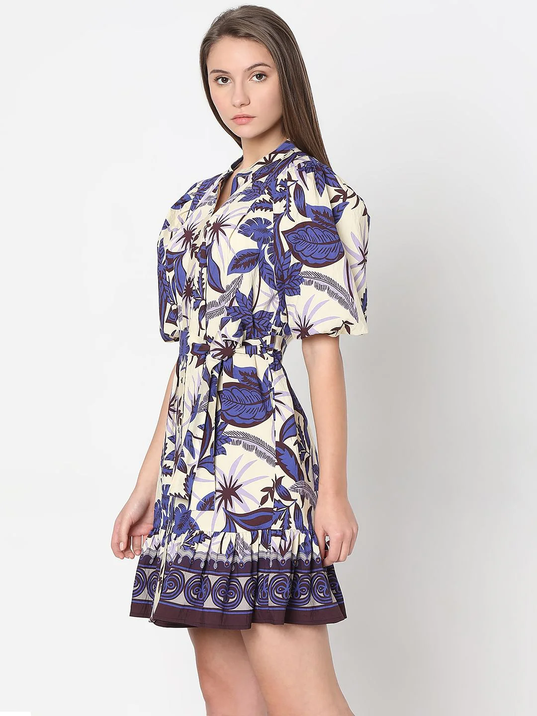 Purple Floral Mini Dress - Image 3