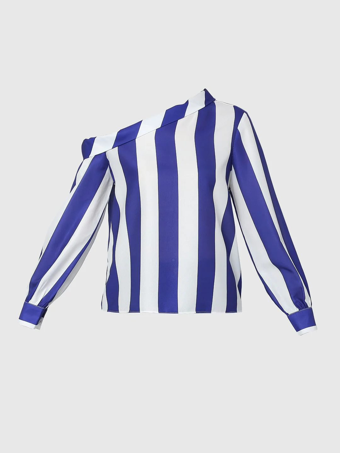 White Striped One Shoulder Top - Image 7