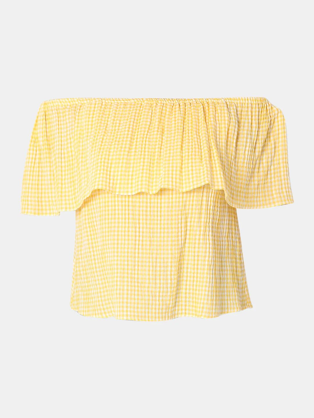 Yellow Check Off-Shoulder Top - Image 7