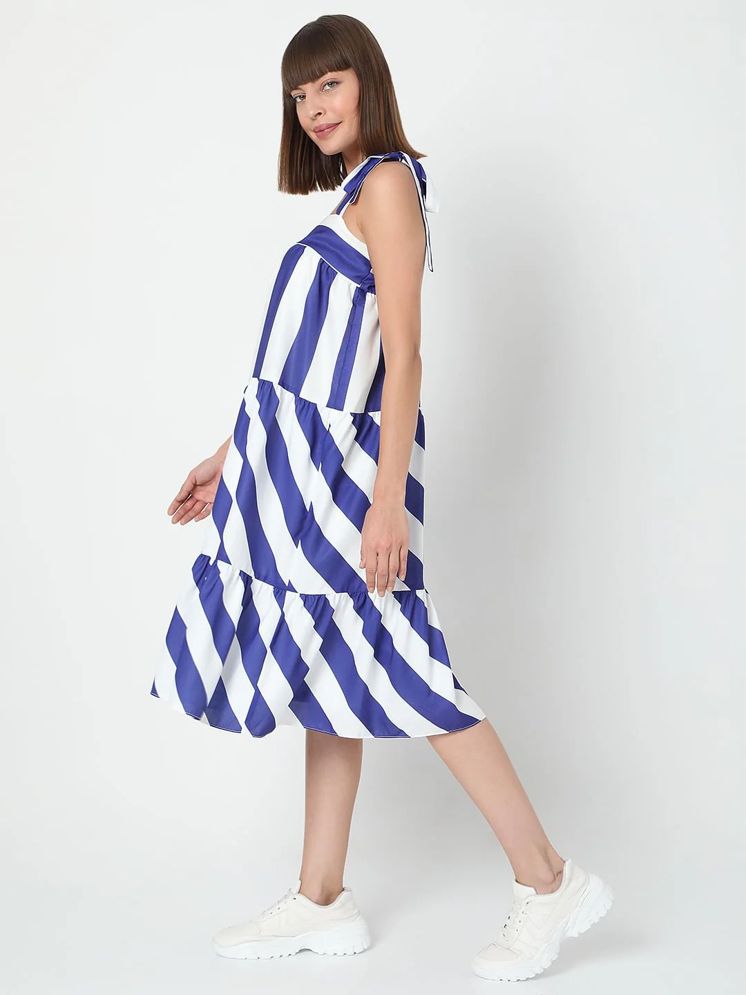 White Striped Shift Dress - Image 3