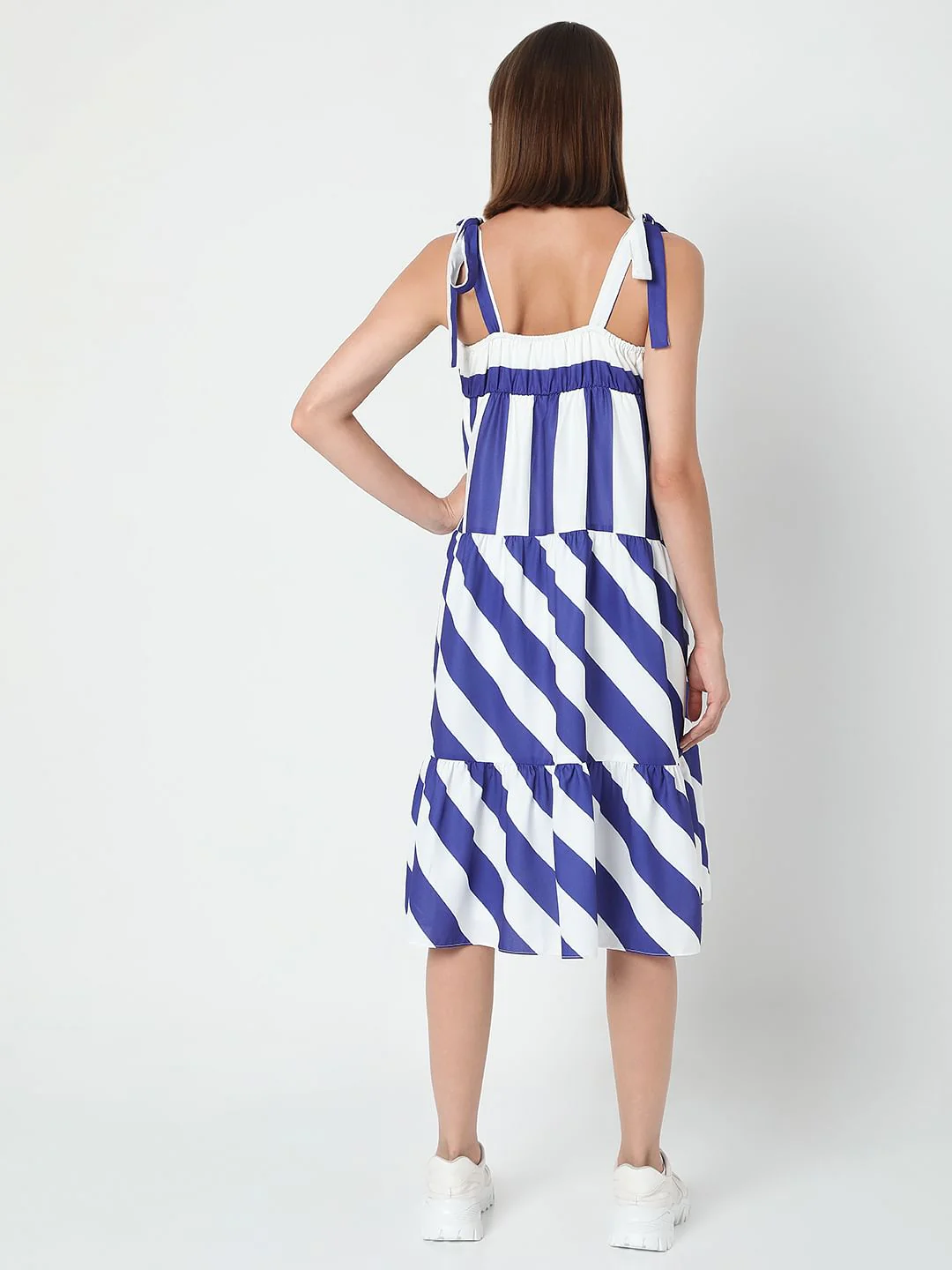 White Striped Shift Dress - Image 4