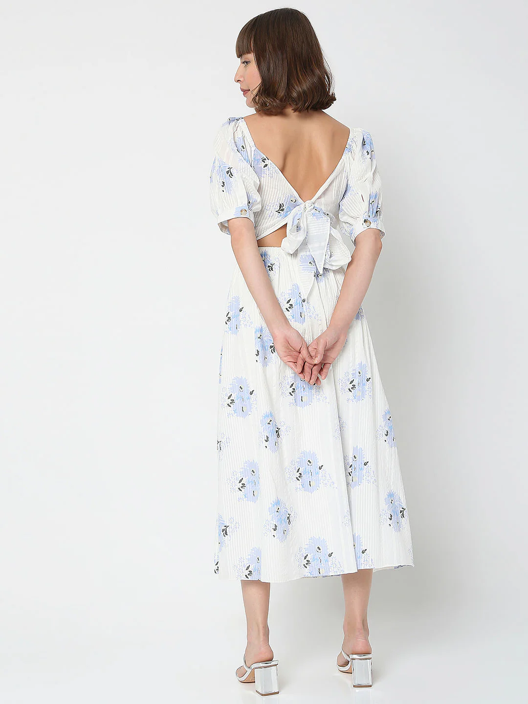 White Floral Midi Dress - Image 4