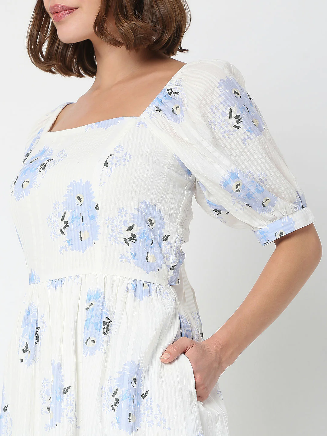 White Floral Midi Dress - Image 5