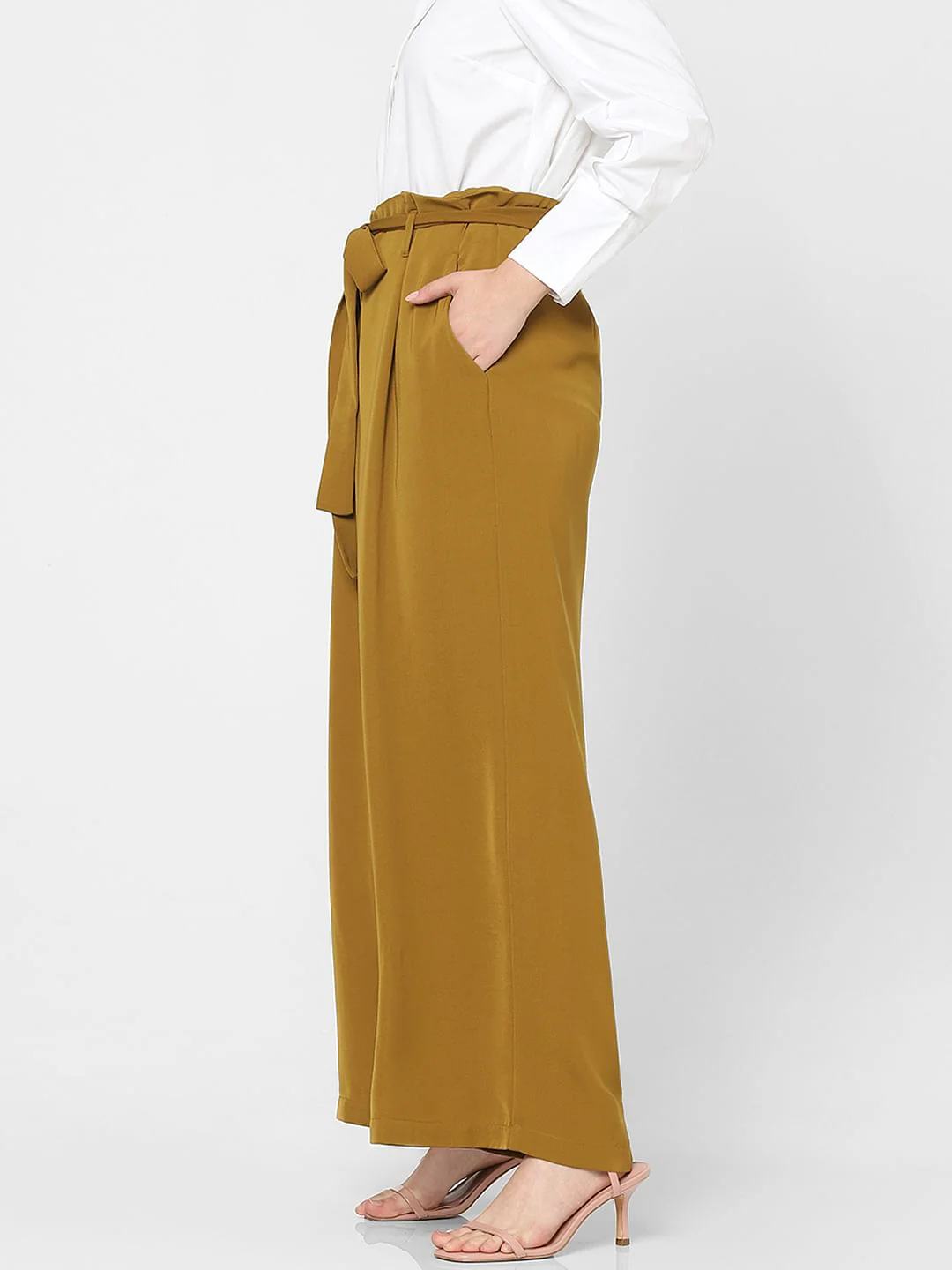Brown High Rise Wide Leg Pants - Image 3
