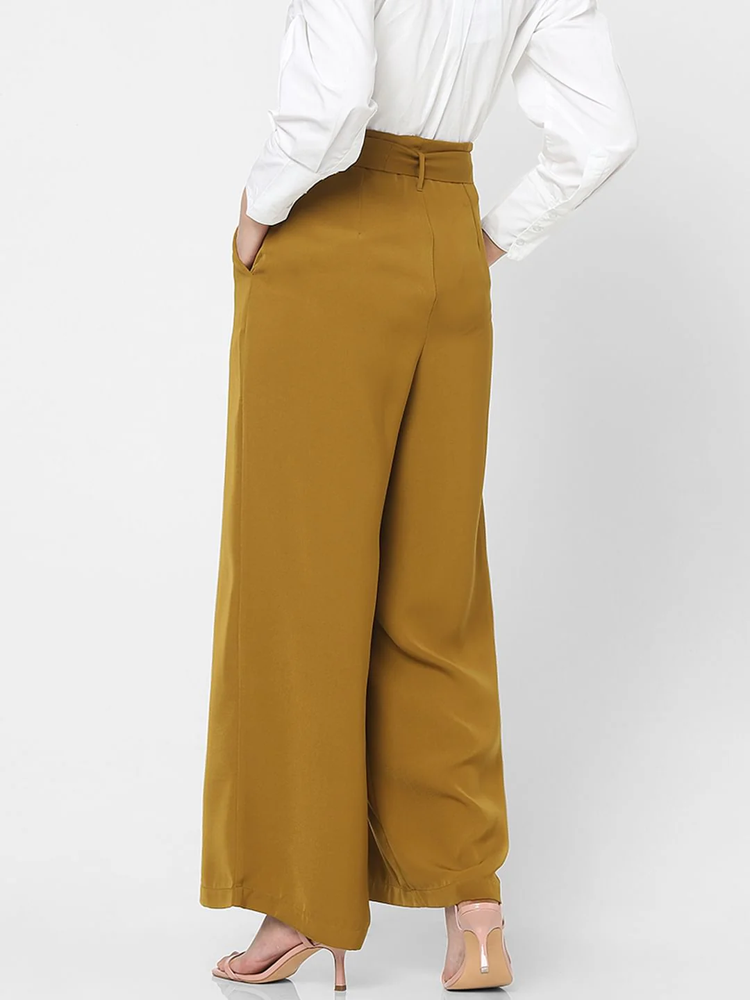 Brown High Rise Wide Leg Pants - Image 4