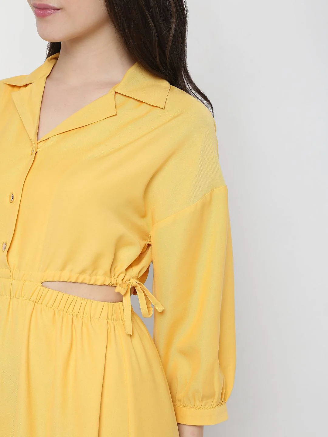 Yellow Side Cut Out Midi Dress - Image 5