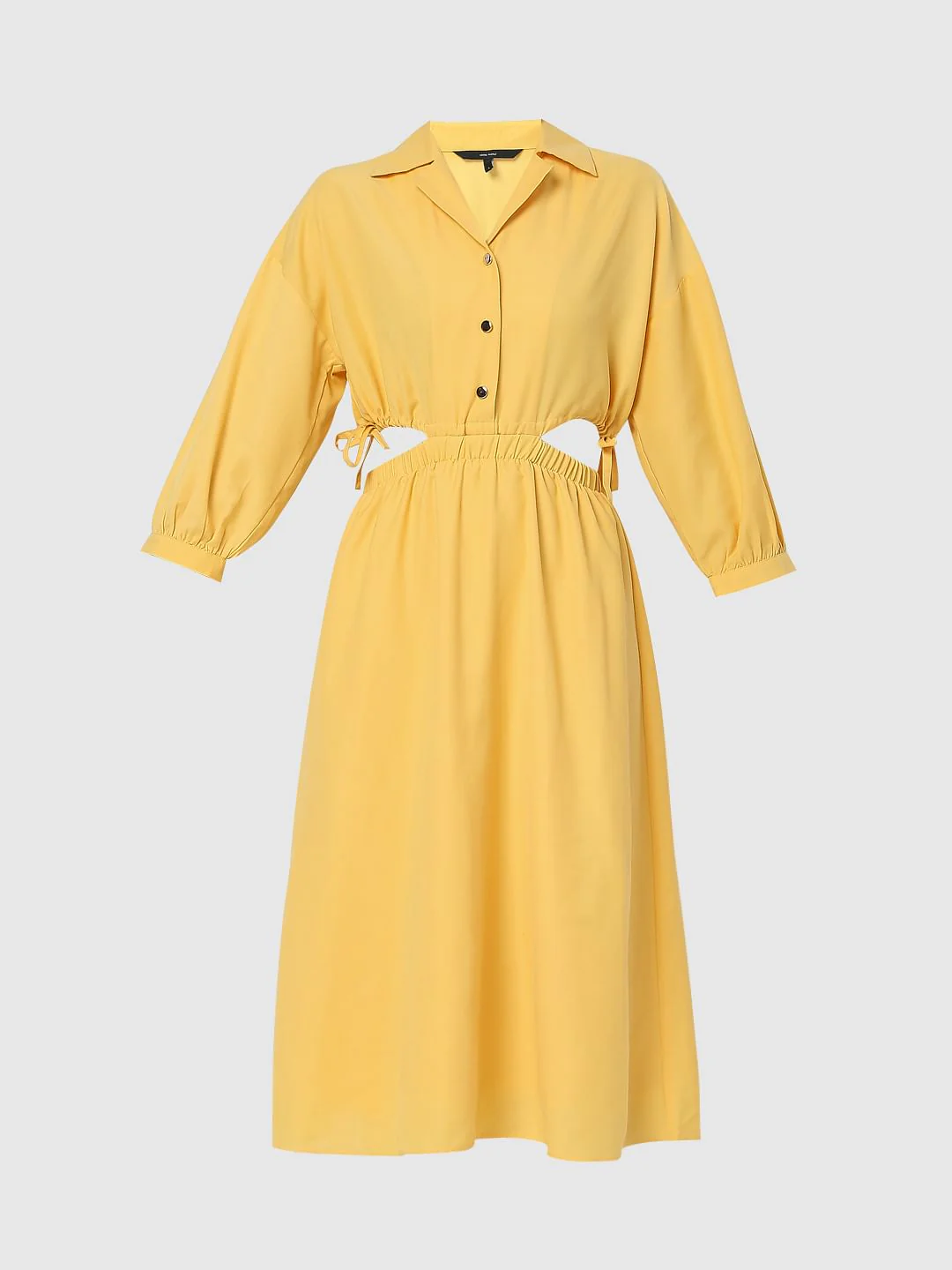 Yellow Side Cut Out Midi Dress - Image 6