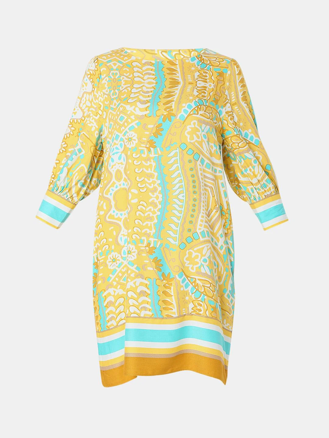 Yellow Abstract Print Shift Dress - Image 7