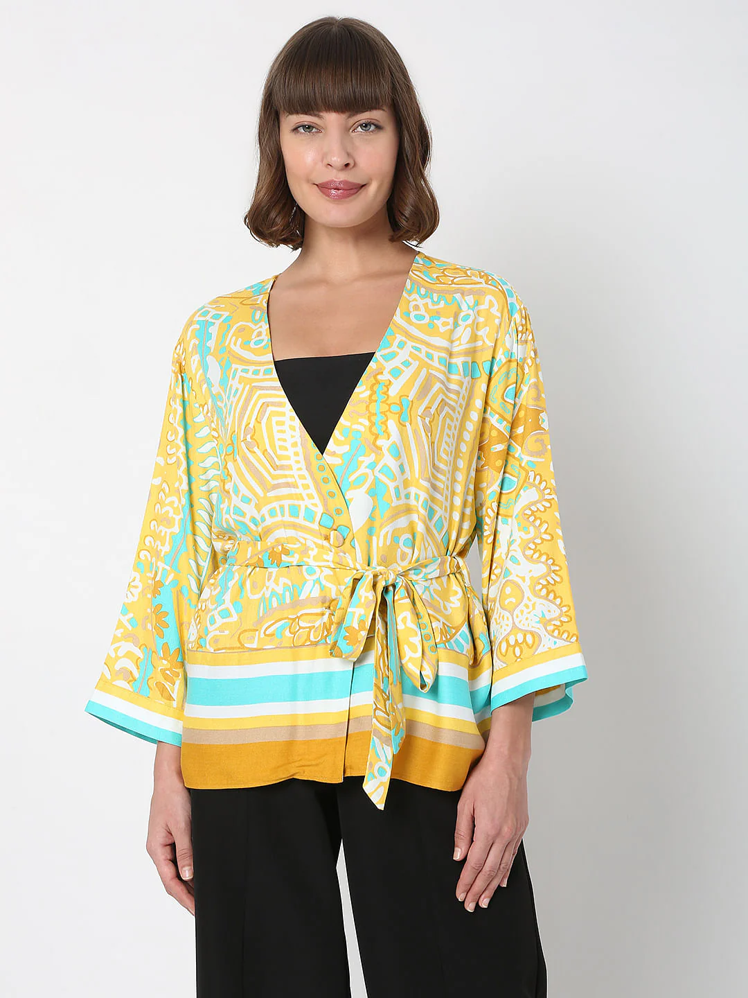 Yellow Abstract Print Co-Ord Set Top - Image 2