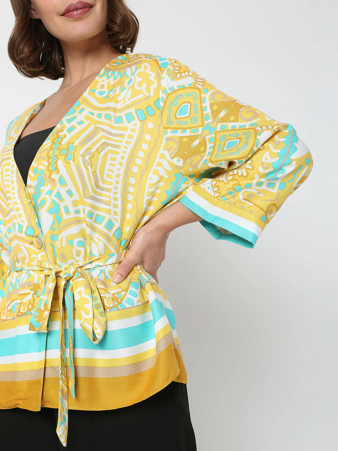 Yellow Abstract Print Co-Ord Set Top - Image 6
