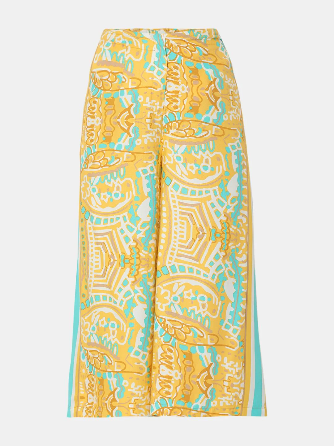 Yellow Abstract Print Co-Ord Set Culottes - Image 7