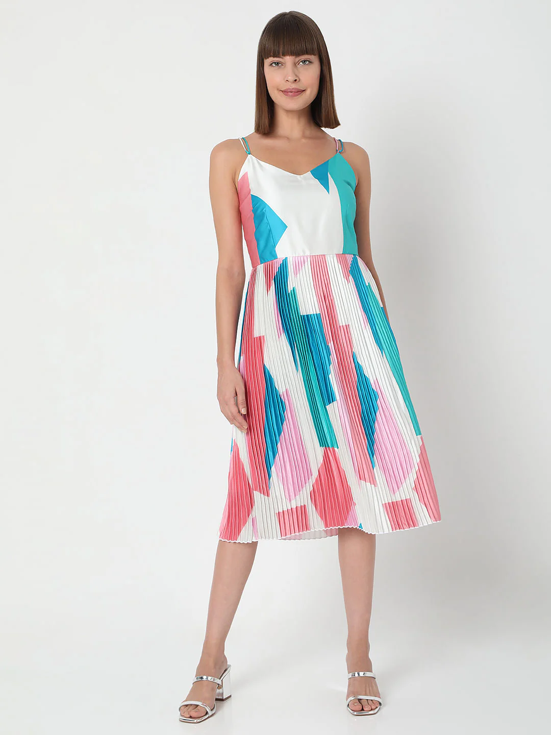 White Pleated Midi Dress - Image 2