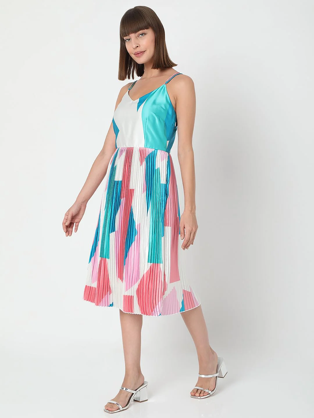 White Pleated Midi Dress - Image 3
