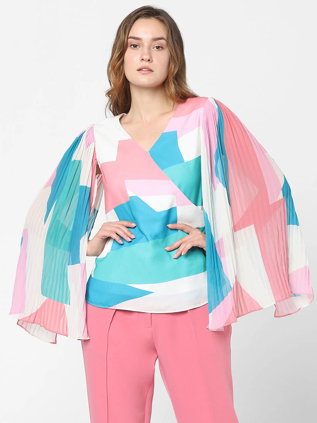 White Abstract Print Top - Image 2
