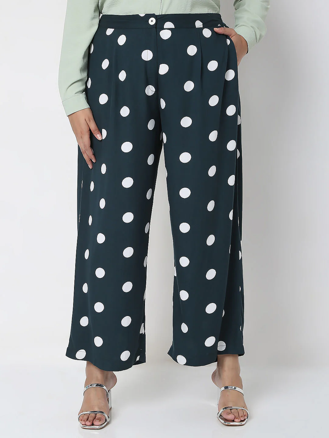 Curve Blue Polka Dot Pants - Image 2