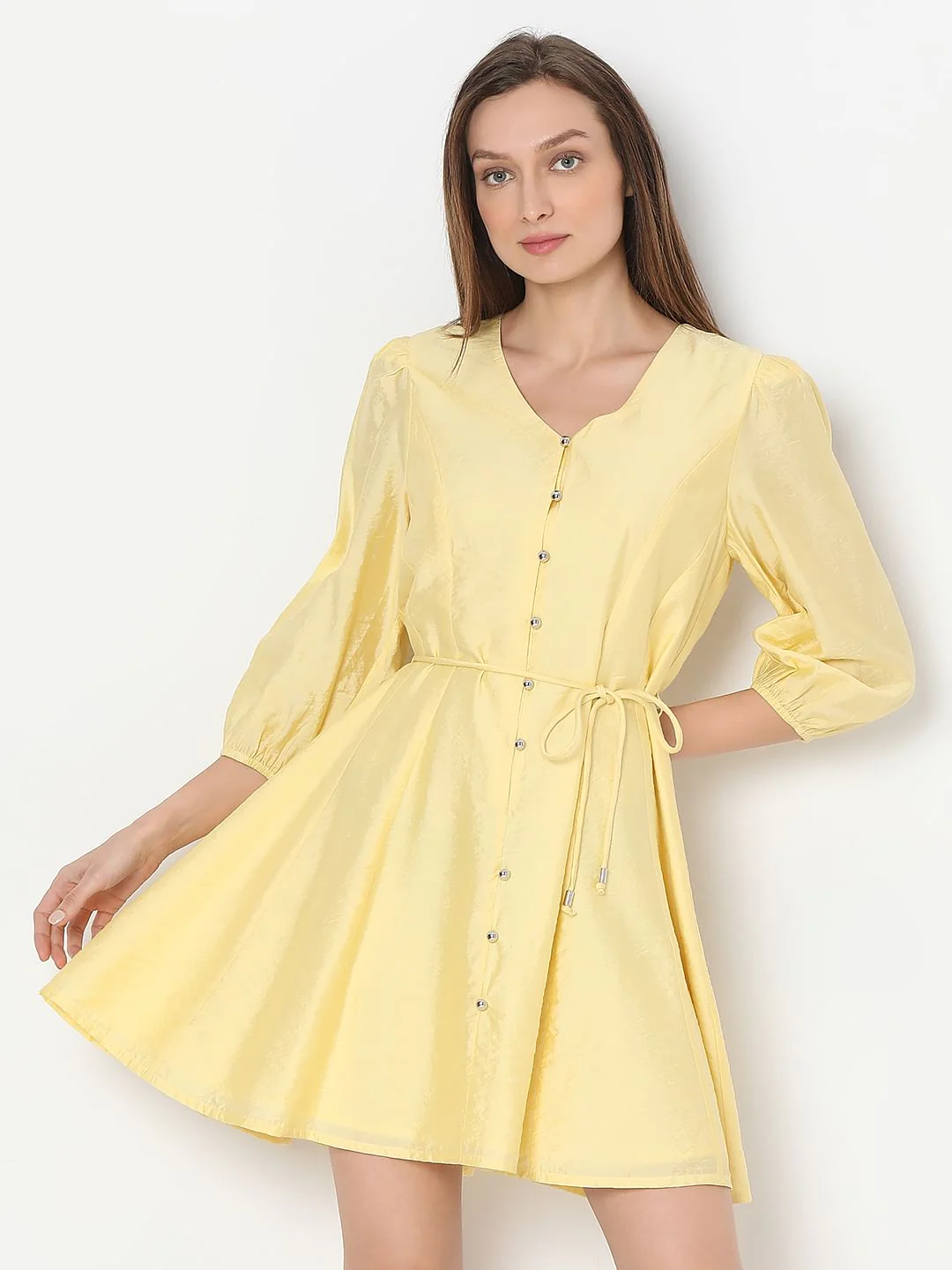 Yellow Fit & Flare Mini Dress - Image 2