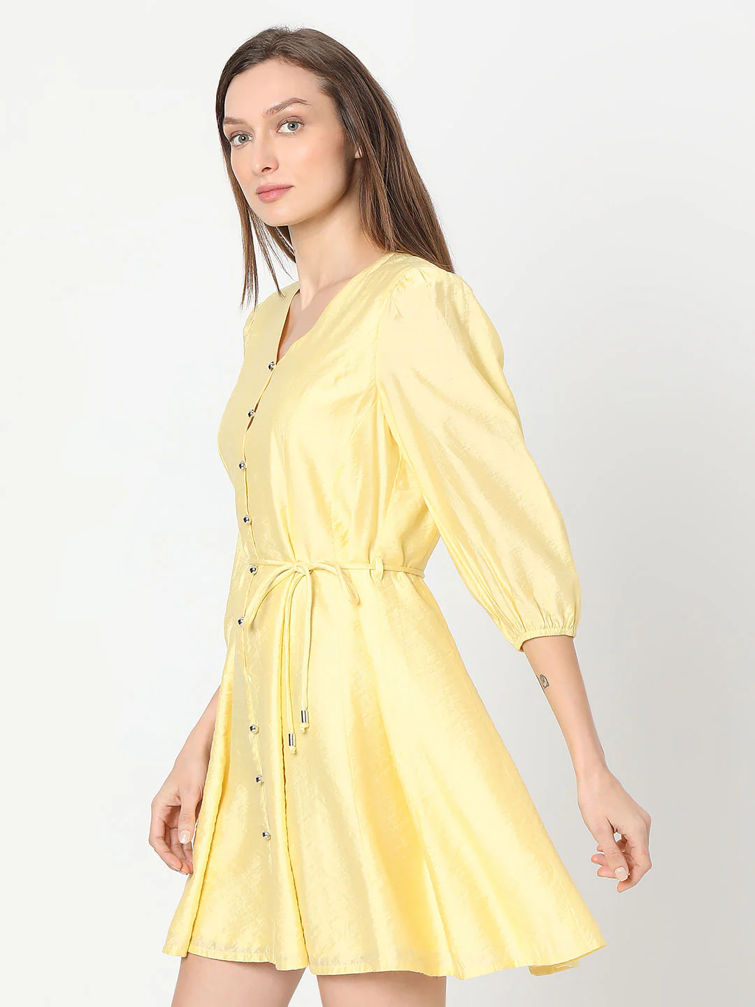 Yellow Fit & Flare Mini Dress - Image 3