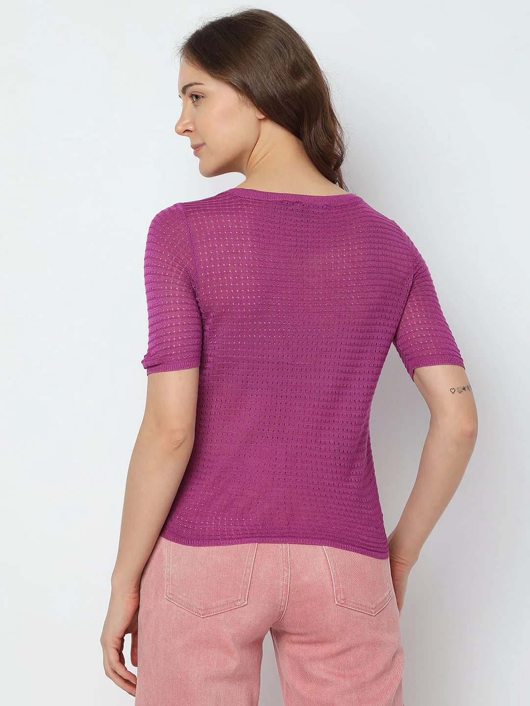 Purple Textured Knit Top - Image 4