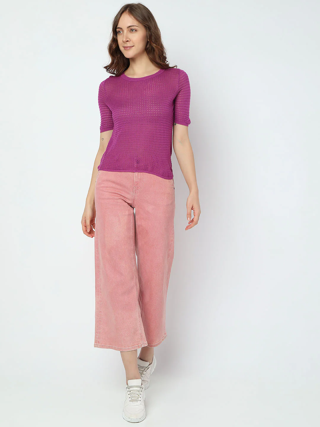 Purple Textured Knit Top - Image 5
