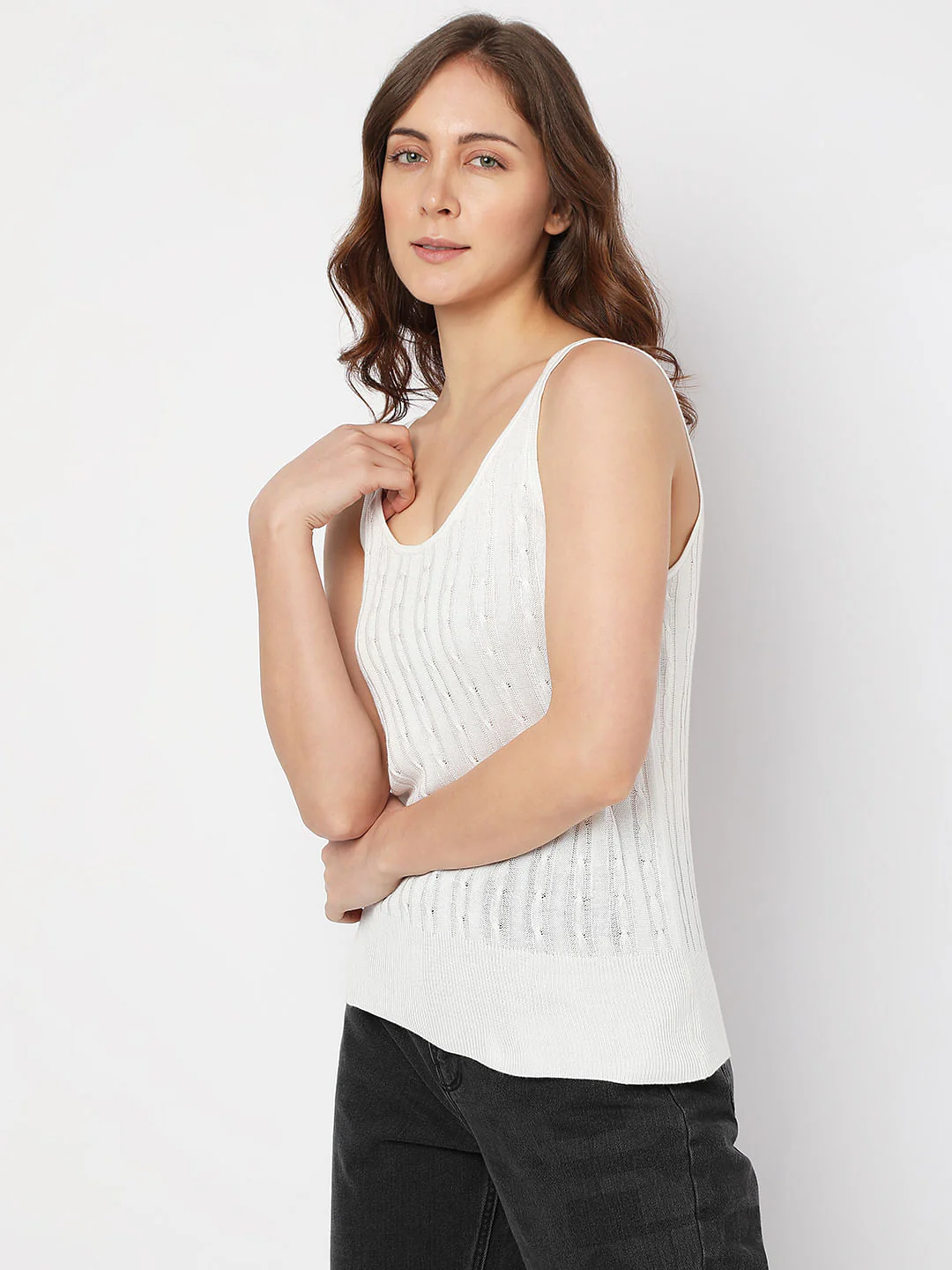 White Flatknit Tank Top - Image 3