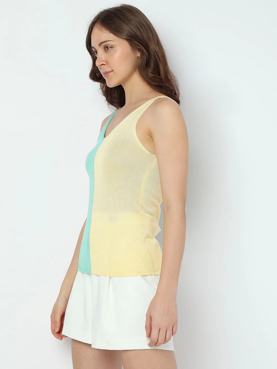 Green Colourblocked Flatknit Tank Top - Image 3