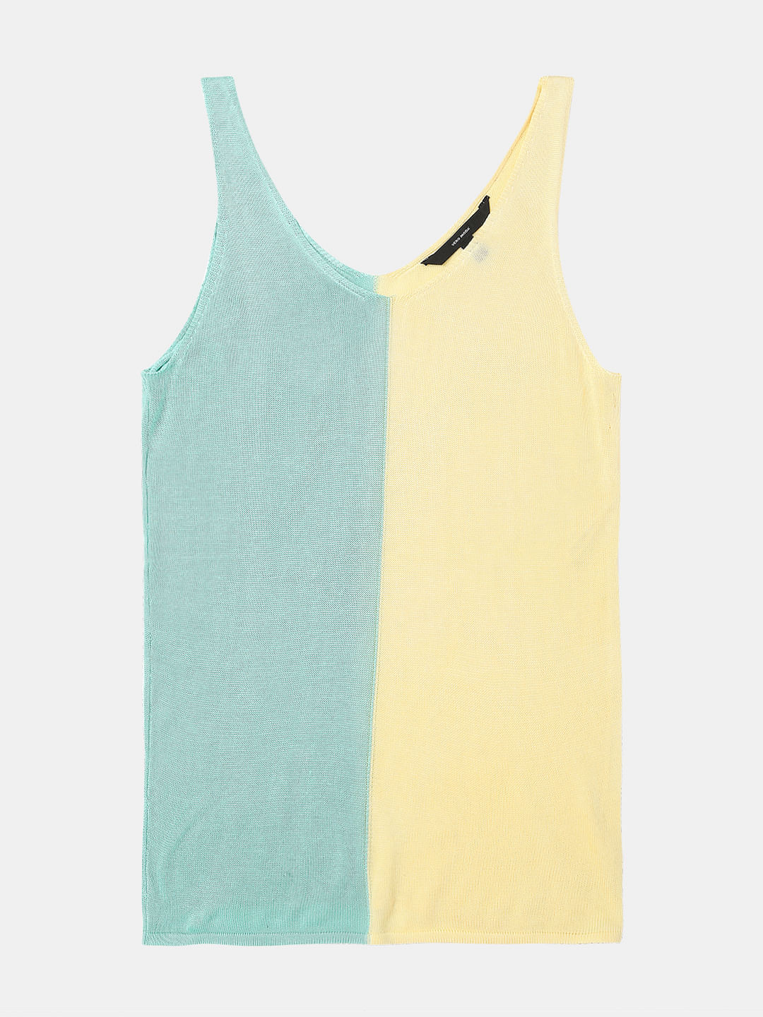 Green Colourblocked Flatknit Tank Top - Image 7