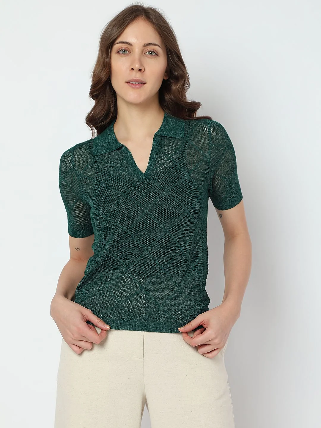 Green Knit Polo T-Shirt - Image 2