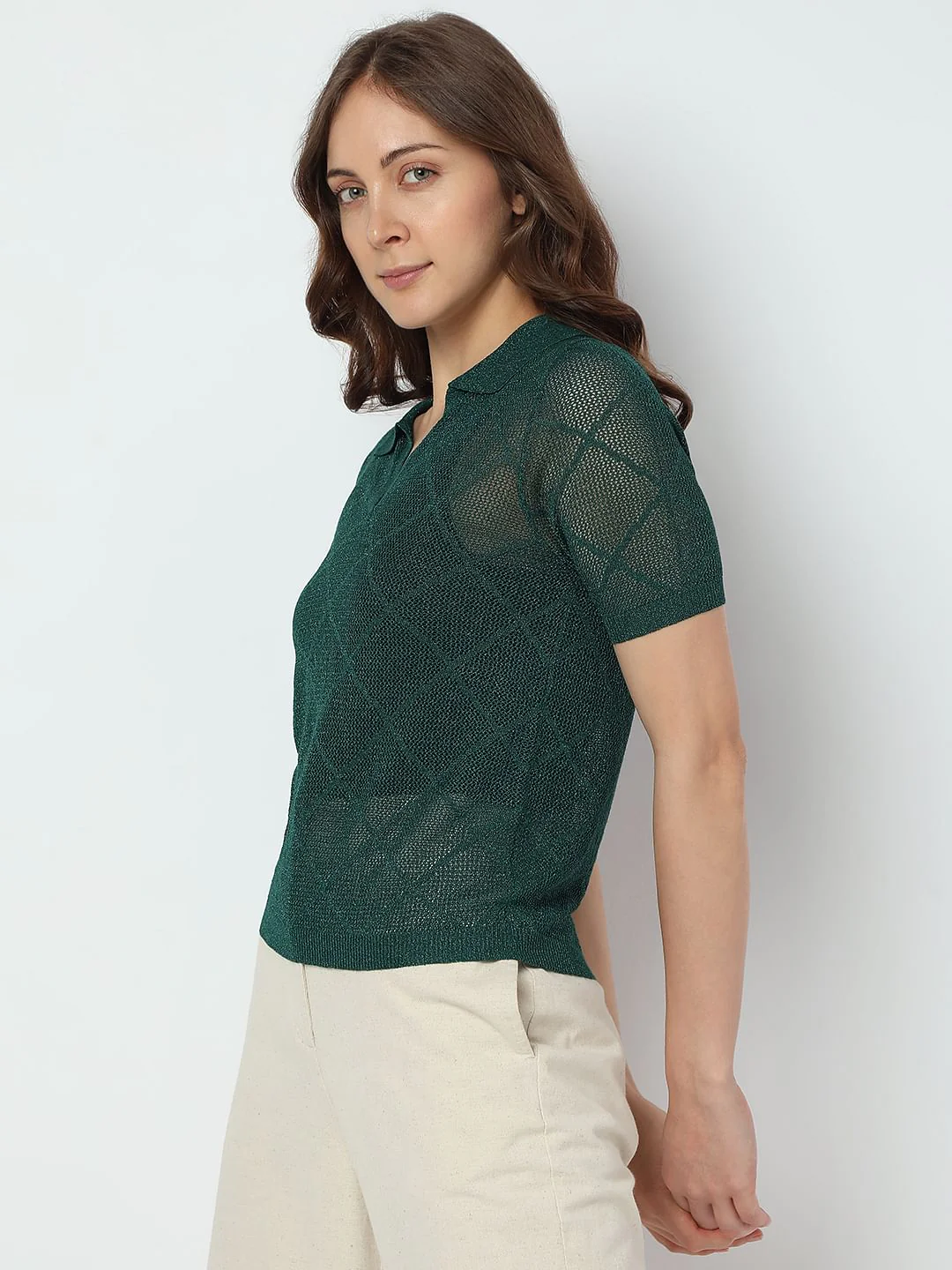 Green Knit Polo T-Shirt - Image 3