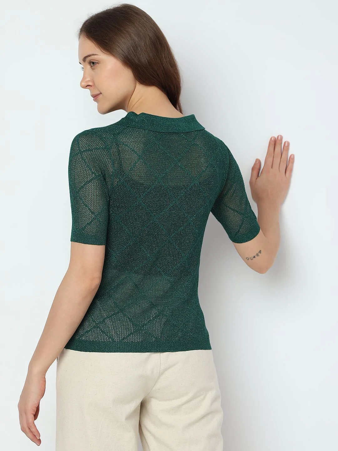 Green Knit Polo T-Shirt - Image 4