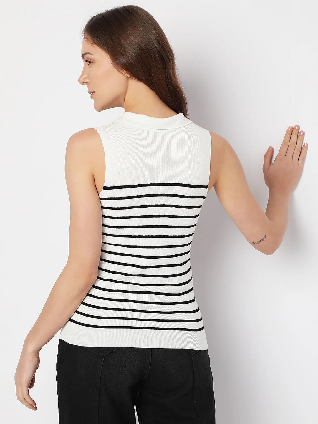 White Striped Flatknit Top - Image 4