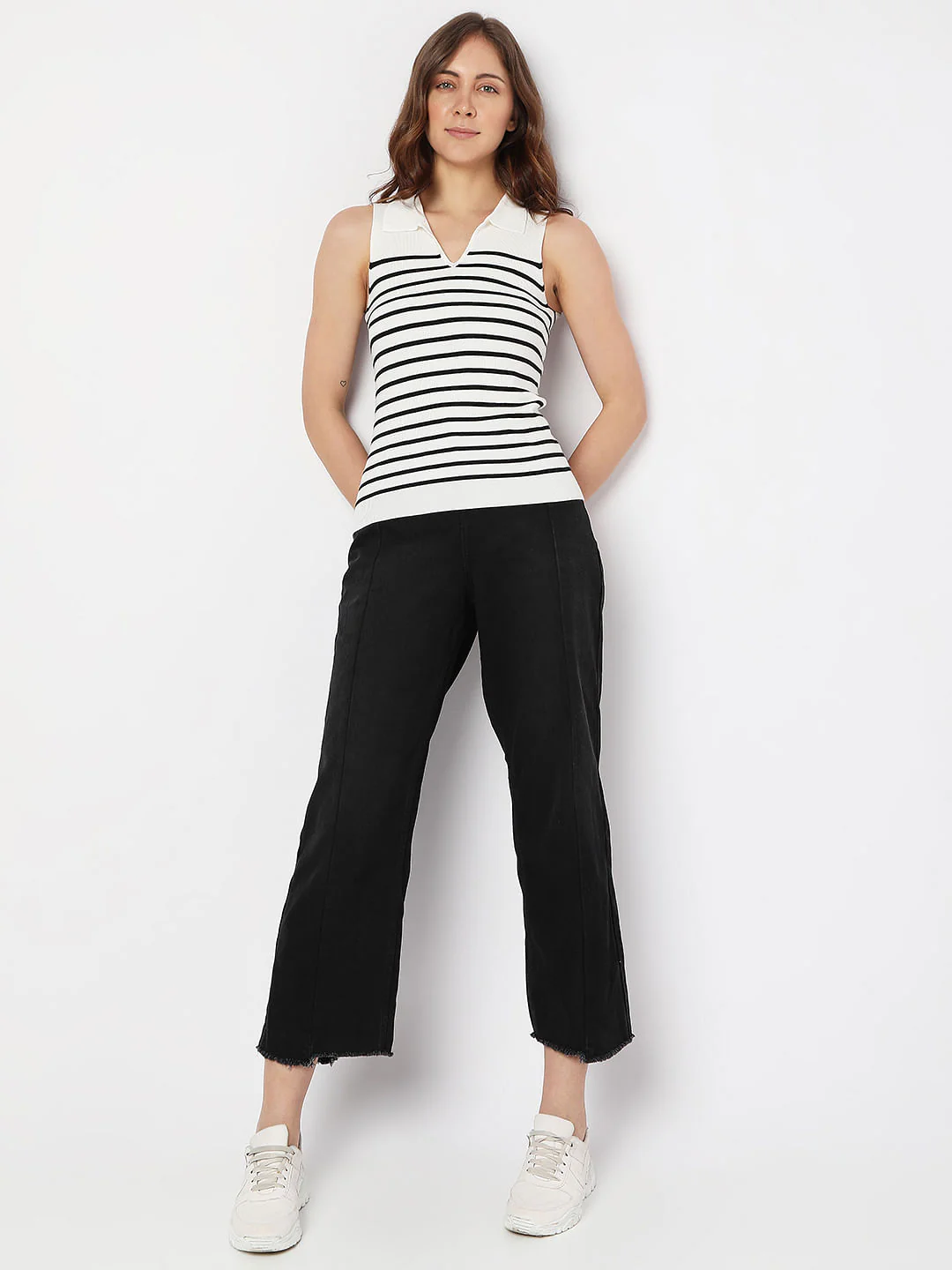 White Striped Flatknit Top - Image 5