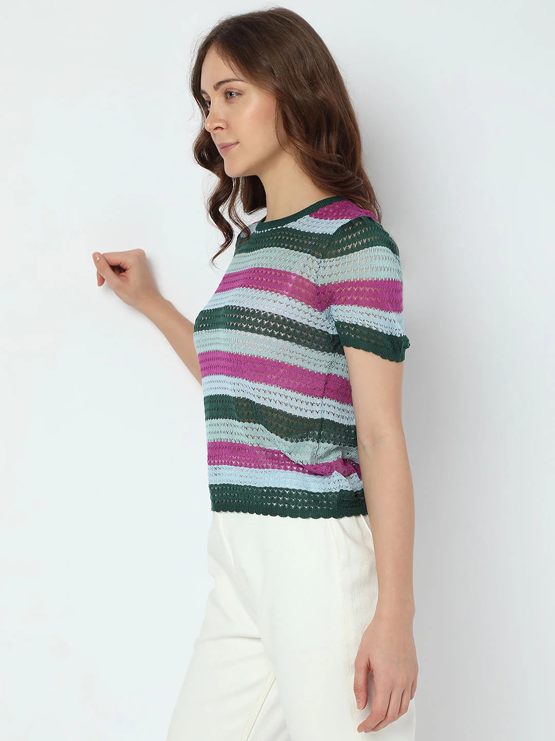 Dark Green Colourblocked Knit Top - Image 3