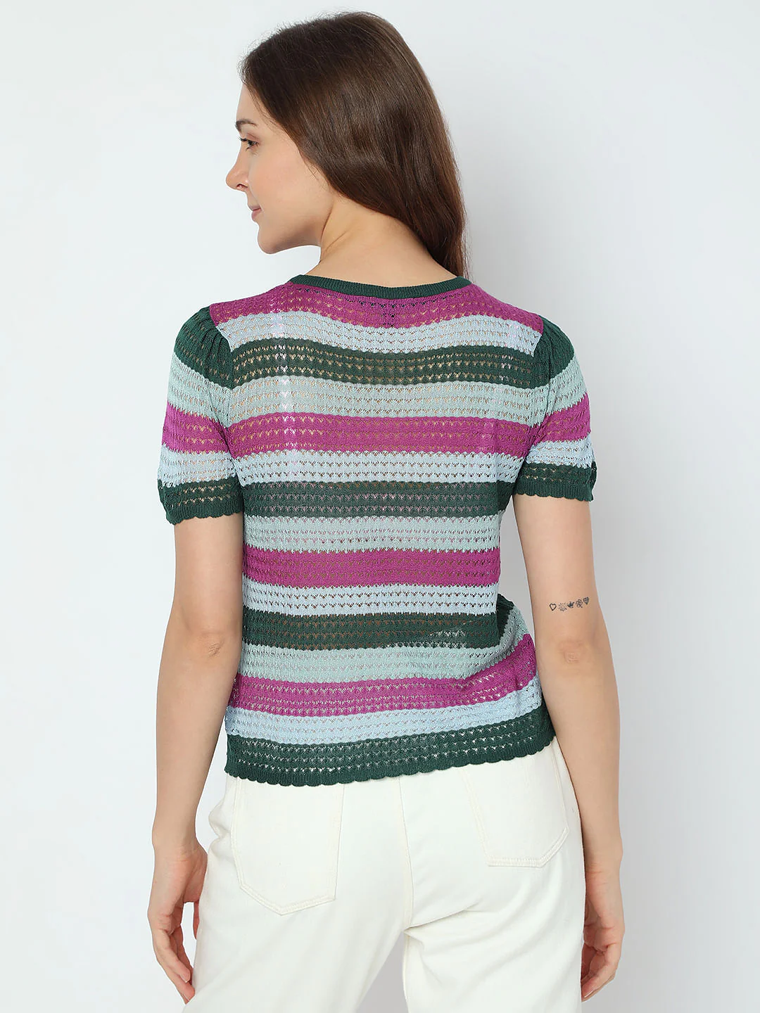 Dark Green Colourblocked Knit Top - Image 4