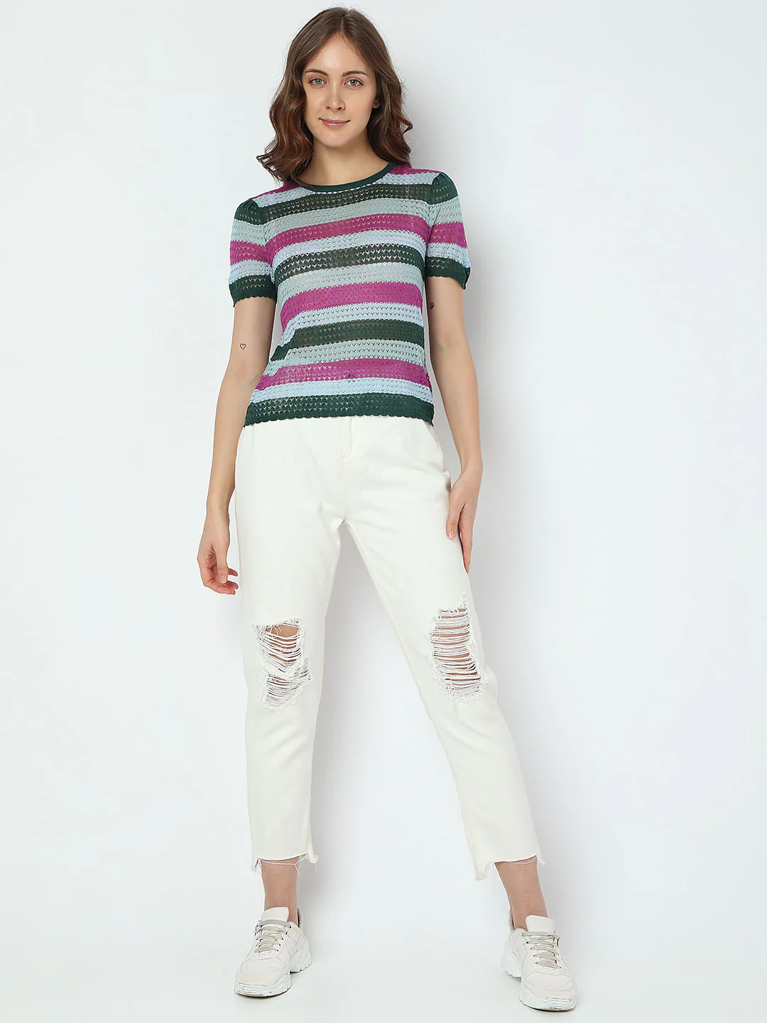 Dark Green Colourblocked Knit Top - Image 5